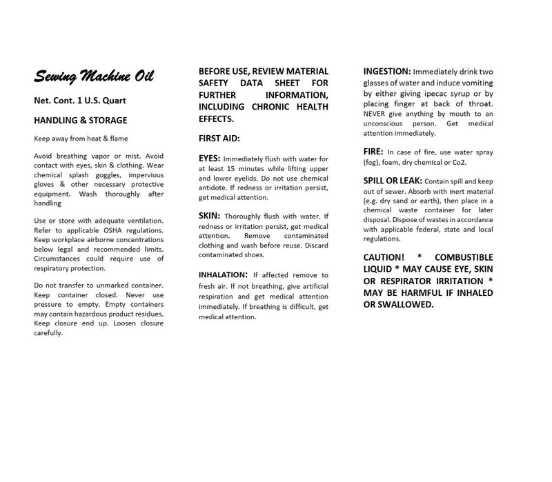ATZ Industries Sewing Machine Oil ~ Lily White (Gallon) - Image 3